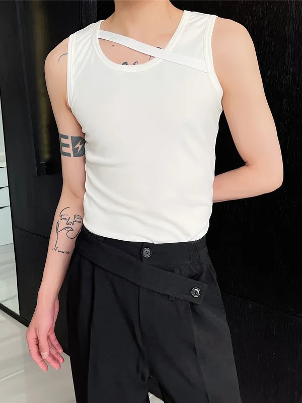 

Модная мужская облегающая майка с индивидуальным дизайном, тонкая летняя базовая майка-жилет с круглым вырезом, повседневная молодежная модная одежда