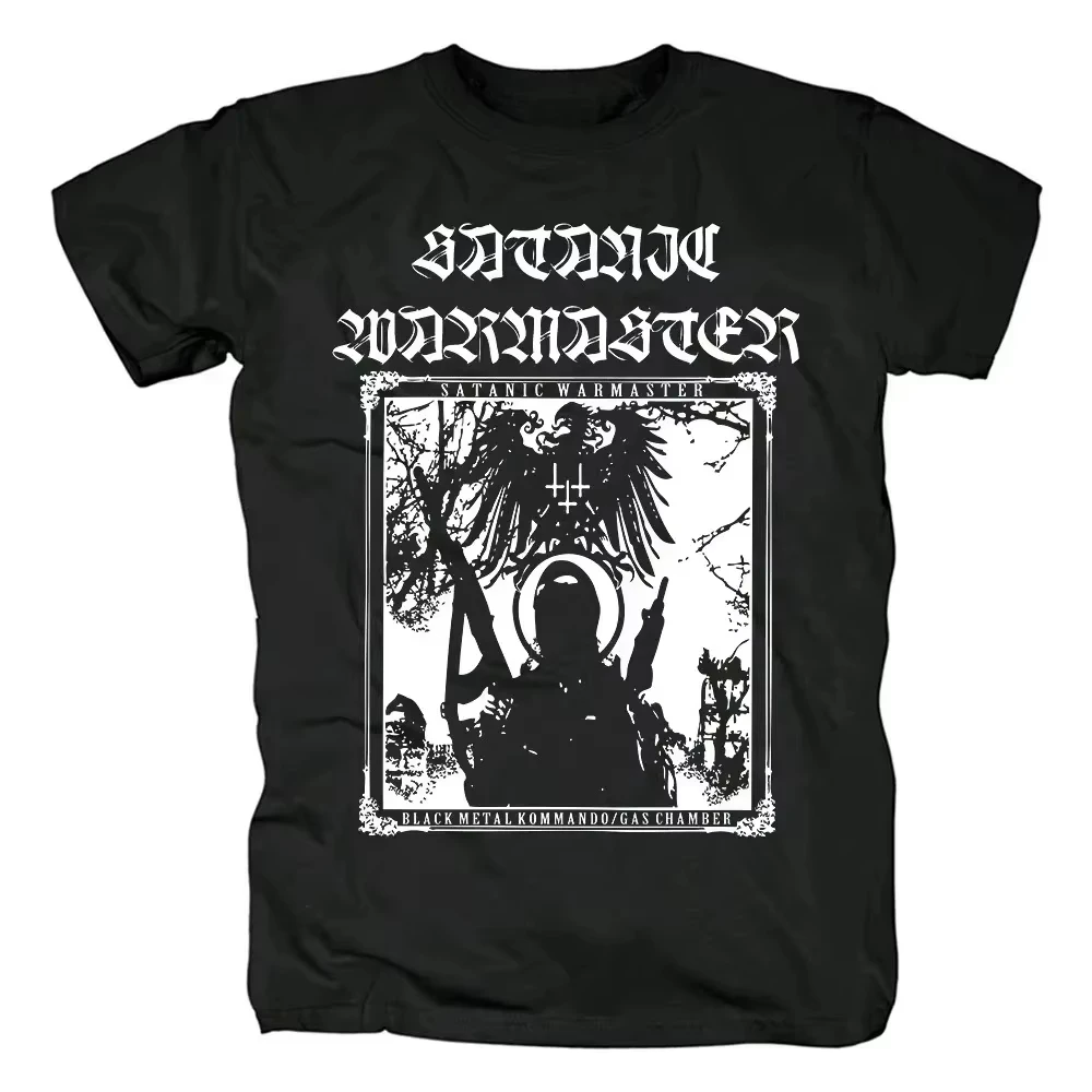 Men's Satanic Warmaster Black Heavy Metal Street Style T-shirt Short Sleeved, Suitable for All Seasons for Both Men and Women