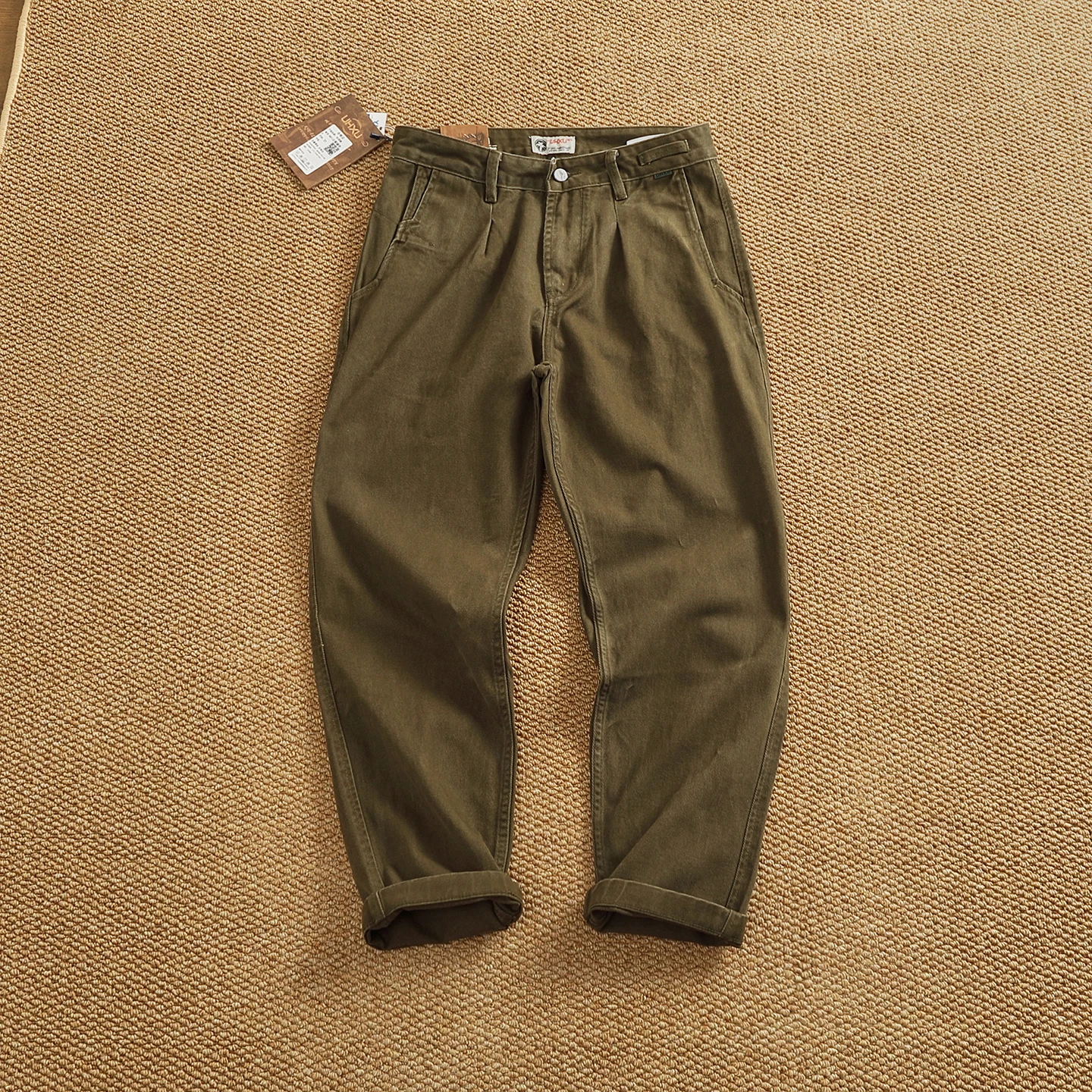 100% algodón Otoño e Invierno pantalones de trabajo simples y pesados para hombres pantalones cónicos tejidos de sarga de algodón rectos sueltos