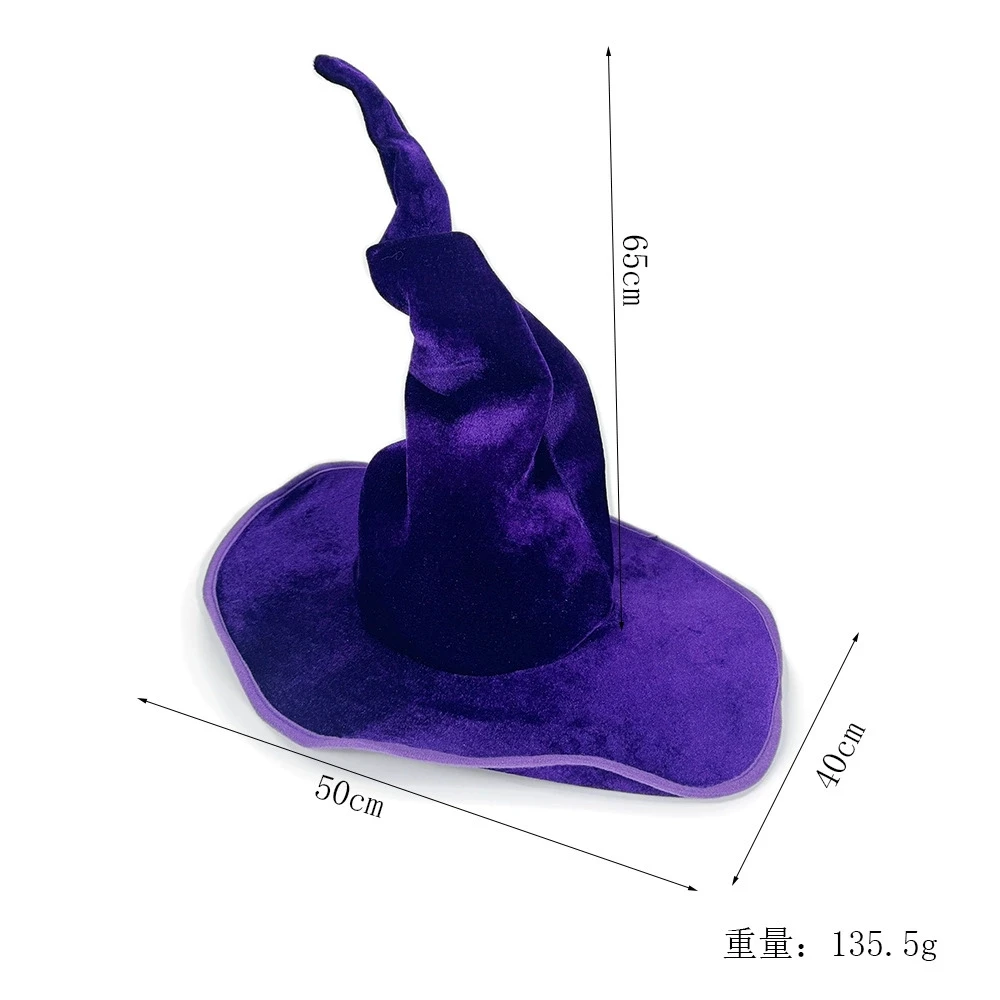 Lila Hexenhut, luxuriöser gedrehter Hexenhut, Hexenhut aus Flanell, bequem für Cosplay, Theaterproduktionen, Halloween-Party – Detail 1
