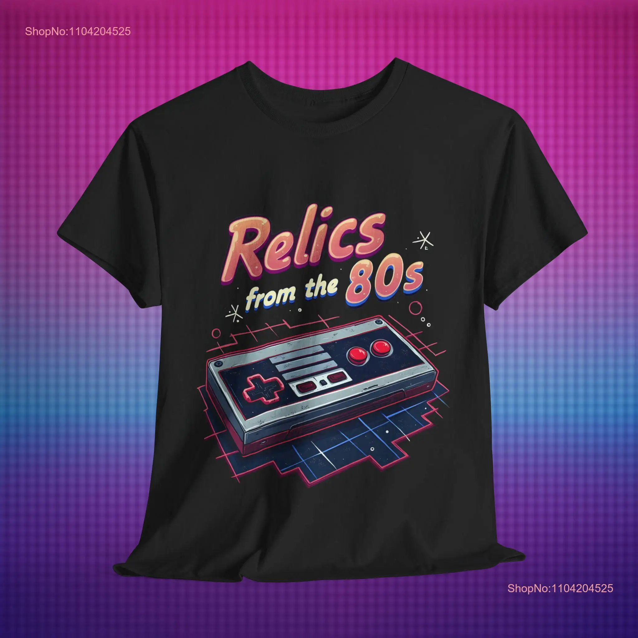 Relics from the 80s T Shirt Retro Gaming Vintage Gamer Console Design Cotton for Fans long or short sleeves