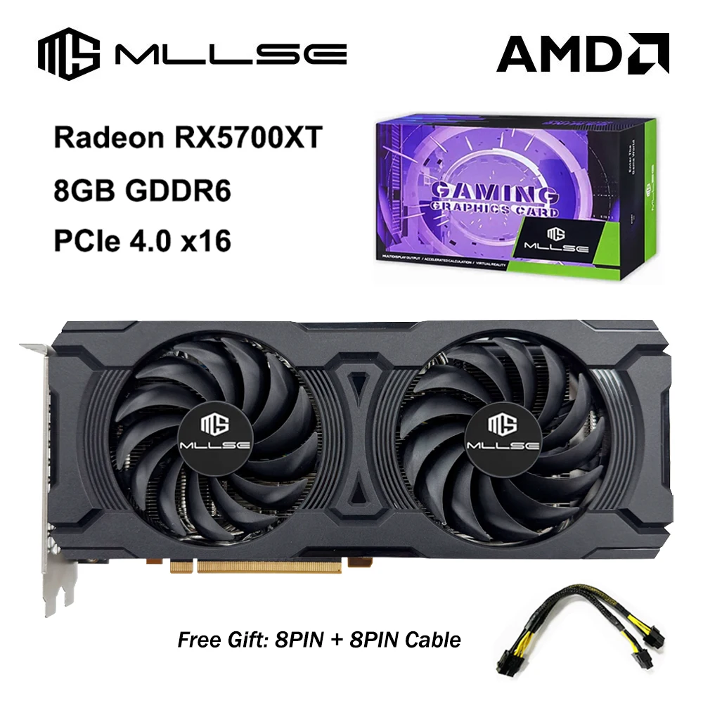 

Видеокарта MLLSE AMD Radeon RX 5700 XT 8 ГБ 256-бит GDDR6 PCIe 4.0 x16 7 нм Игровой графический процессор Настольные компьютеры Placa De Видеокарта ПК