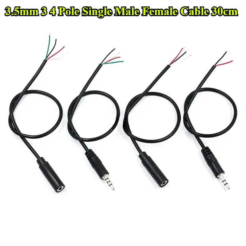 5/10Pcs 3.5mm Audio Cable Connector 3 4 Pole Mono Stereo Male Plug Female Jack Extension Wire AUX Headphone DIY Repair 30CM