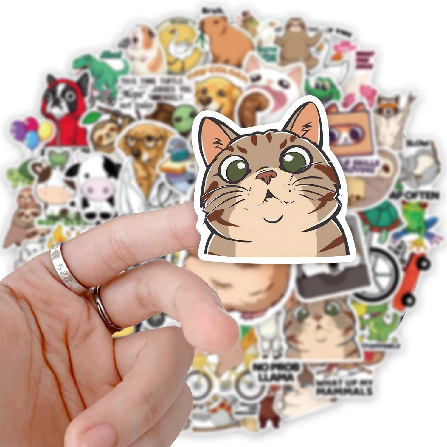50 pçs engraçado animal diversão adesivos diy casos de telefone portátil copos computador brinquedos adesivos
