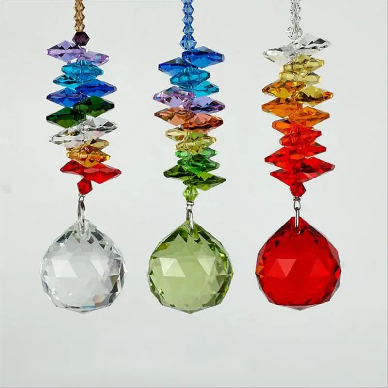 Crystal Prism Suncatcher 3cm Faceted Ball Chandelier Part Rainbow Maker Window Hanging Ornament Home Garden Wedding Decor Crafts