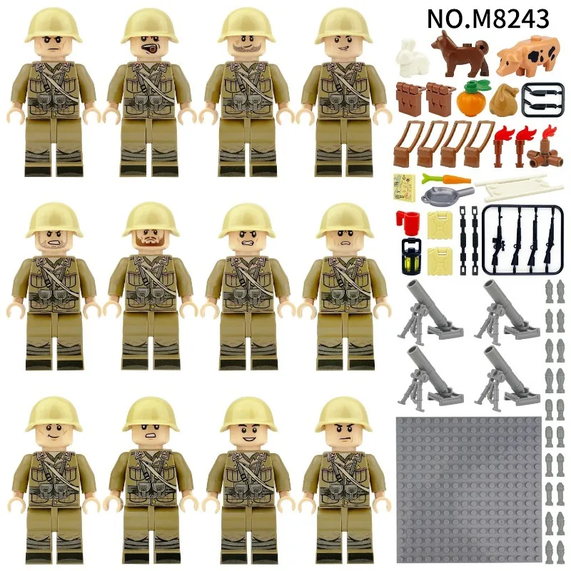 M8243 Italian Field Legion minifigurescross-border wholesale dog children assembled small particles building block toy baseplate