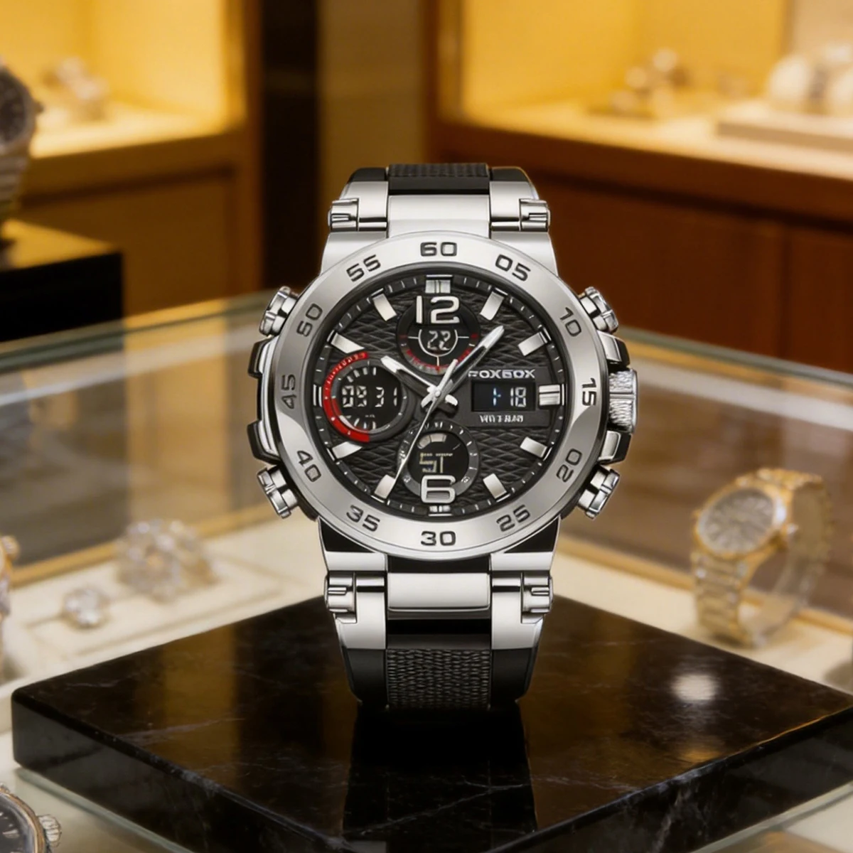 

Мужские наручные часы FOXBOX для активного отдыха, водонепроницаемые, с LED-дисплеем, аналогово-цифровые, многофункциональные, с большим циферблатом, электронные, в стиле G, для мужчин.