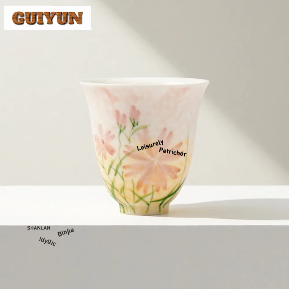 2 قطعة/الوحدة رسمت باليد فراشة وزهرة فنجان الشاي وعاء الشاي القديم إبريق الشاي تذوق كوب شخصي Chazhan ماستر أكواب للشاي 70 مللي