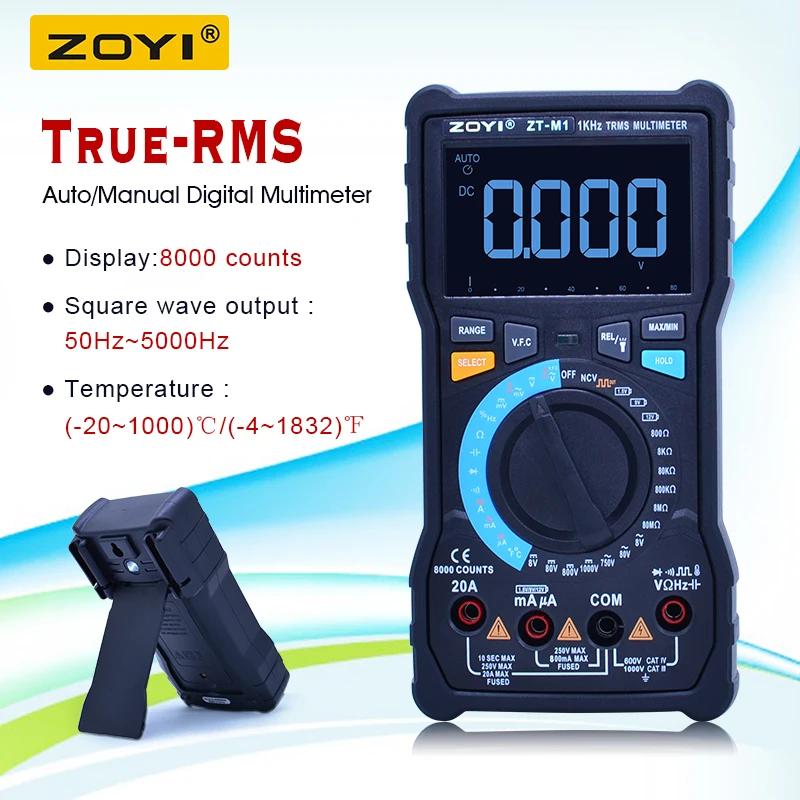 ZOYI ZT-M0 M1Digital Multimeter True-RMS AC DC Voltage Current Ohm Tester Temp Capacitance Frequency Meter Voltmeter Ammeter