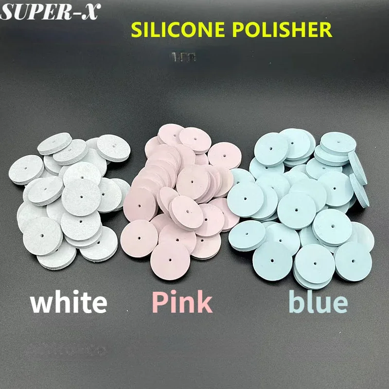 100PCS Silica Gel Rubber Polishing Wheel White Wheel Dental Grinding Head Tooth Polishing Beads Dental Laboratory Tools