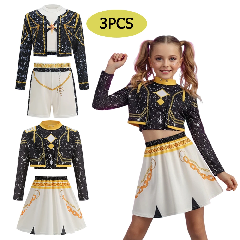 Ensemble de 3 pièces pour filles, Costume de Cosplay, vêtements à la mode, spectacle sur scène, jeu de rôle, uniforme, Costumes de fête pour enfants