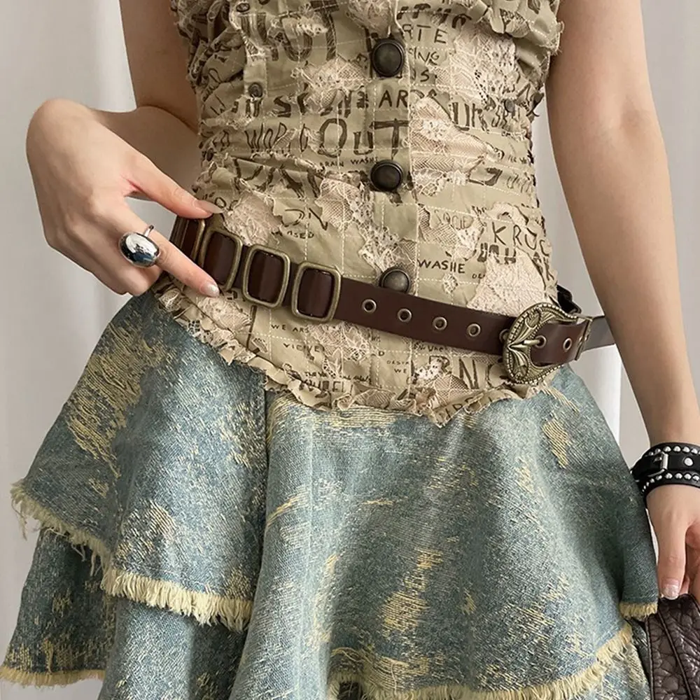 

Vintage American Women's Belt Pu Leather Y2k Waist Belt Millennial Punk Dress Jeans Belt Ladies
