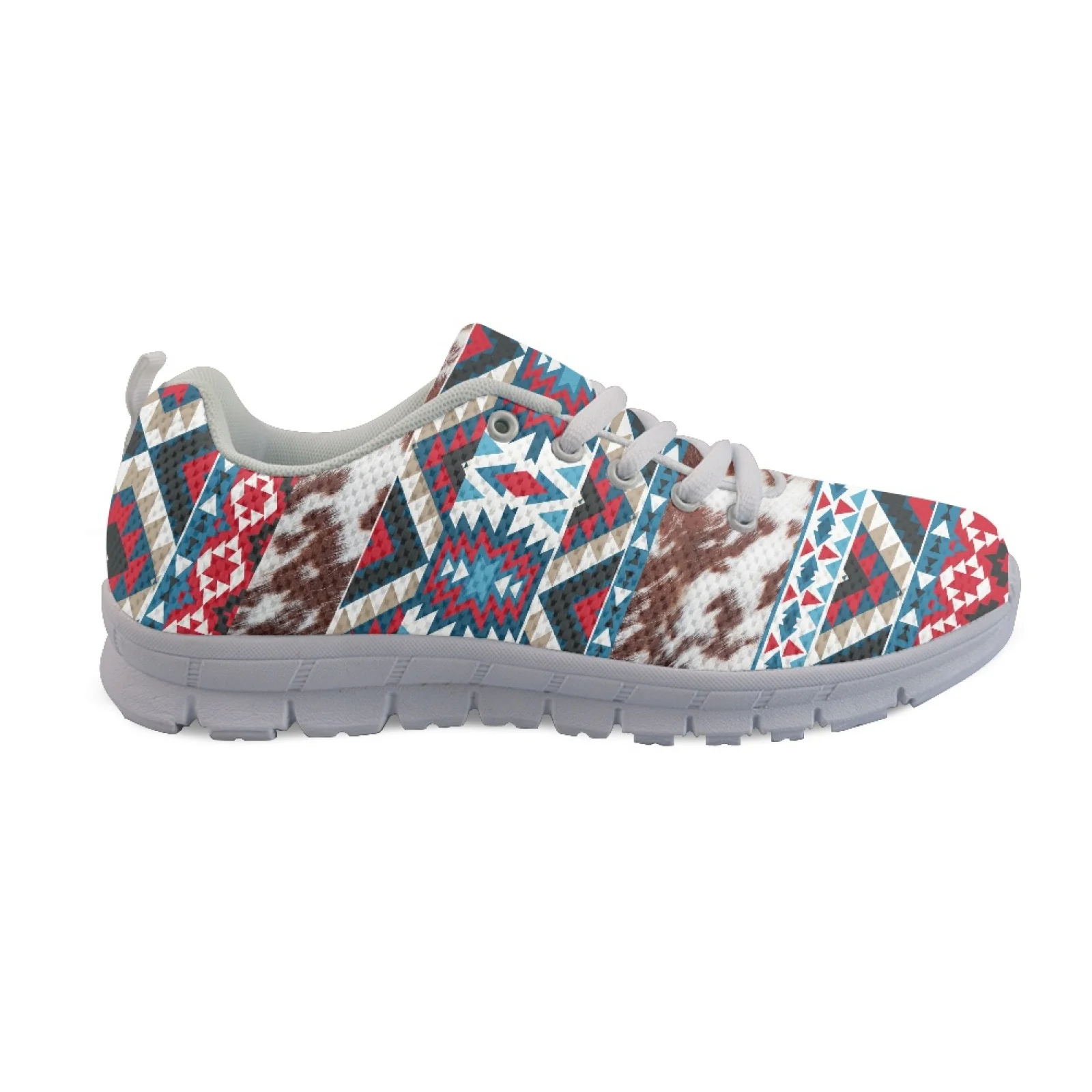 Coloranimal Triangle Pattern Breathable Sport Athletic Shoe for Men Mesh & EVA Sole Women Sneakers Running Shoes for Training