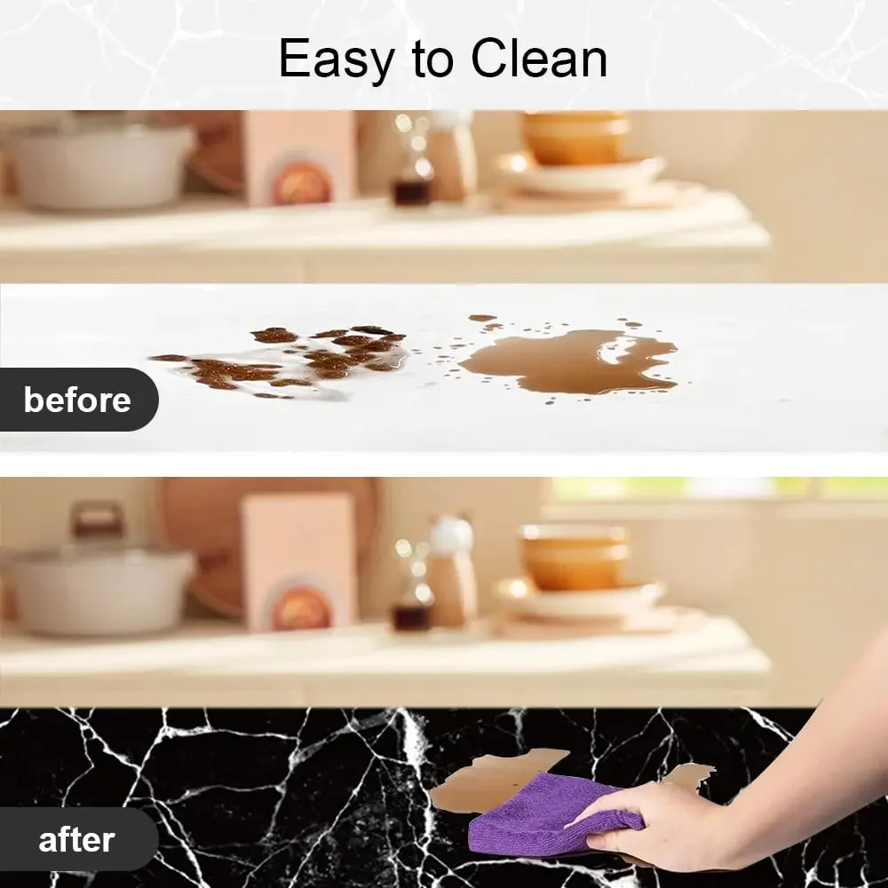 Marble Wallpaper Granite Diamond black,Self Adhesive Removable Waterproof Countertop Paper for Cabinet Furniture Kitchen