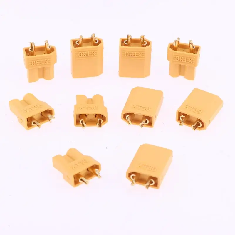 5 ชิ้นชาย + 5 ชิ้นหญิงสีเหลือง RC Quadcopter FPV Racing Drone Lipo แบตเตอรี่ Quadcopter รถเรือ DIY XT30 ปลั๊กตัวเชื่อมต่อกระสุน