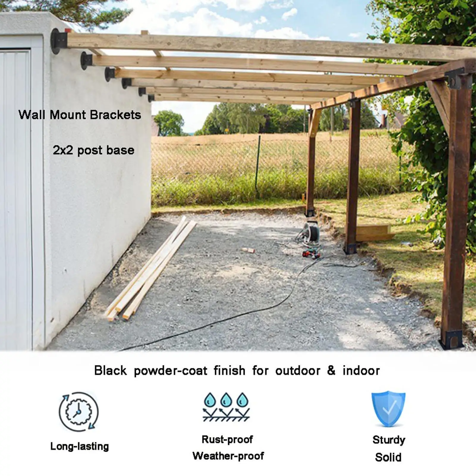 Post Flange Base Square Heavy Duty 2 Pieces Steel Deck Post Base For Pergola Deck Railing Mailbox Table Leg Patio Fence