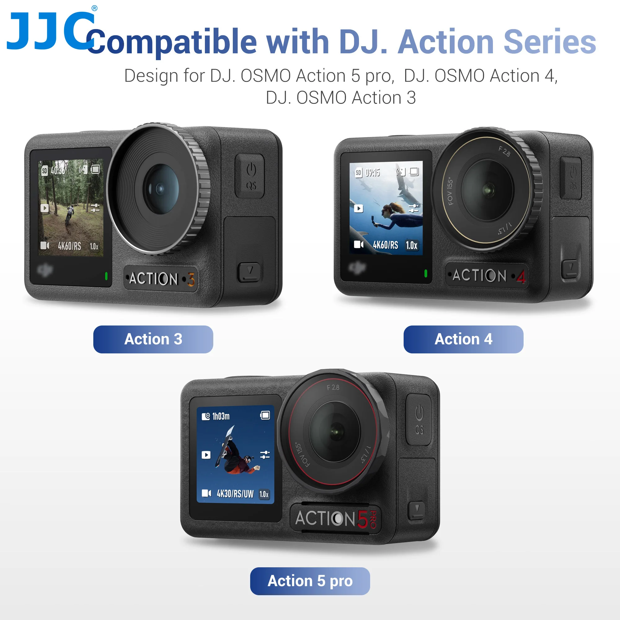 JJC Lens Silicon Ring for DJI Osmo Action 5 Pro 4 3 Accessories Protects Osmo Action 5 Pro Glass Lens Cover Edges from Bumps