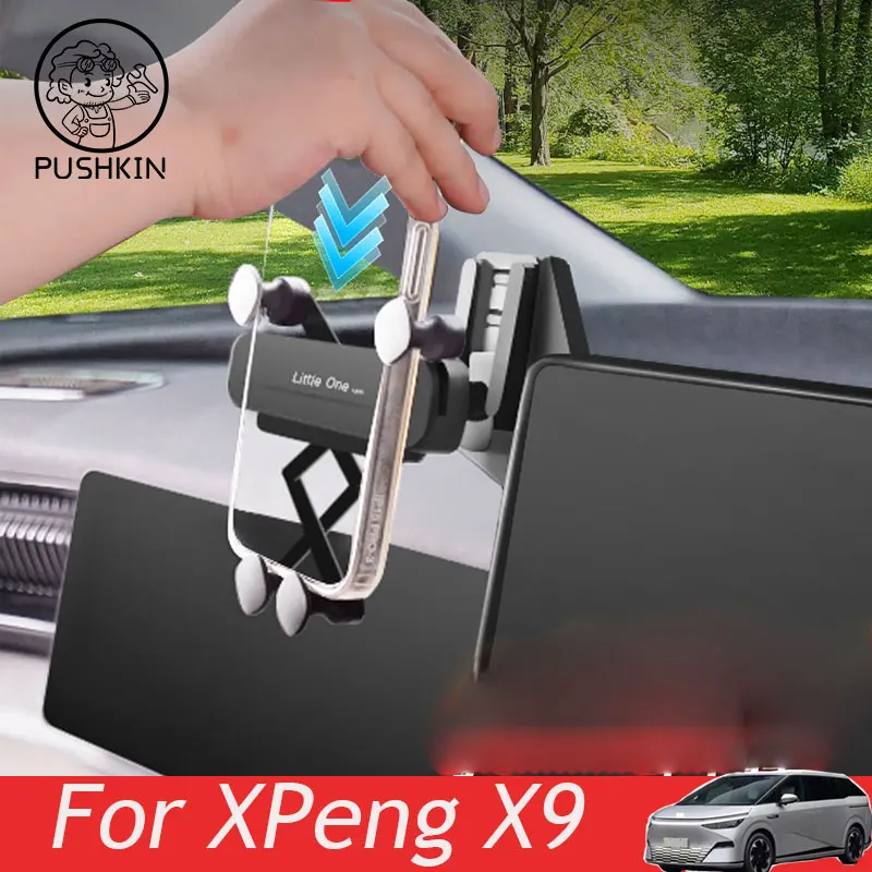 

For Xpeng X9 XiaoPeng 2024 2025 Car Mobile Phone Holder Central Control Display Screen Mount Gravity Bracket Stand Accessories