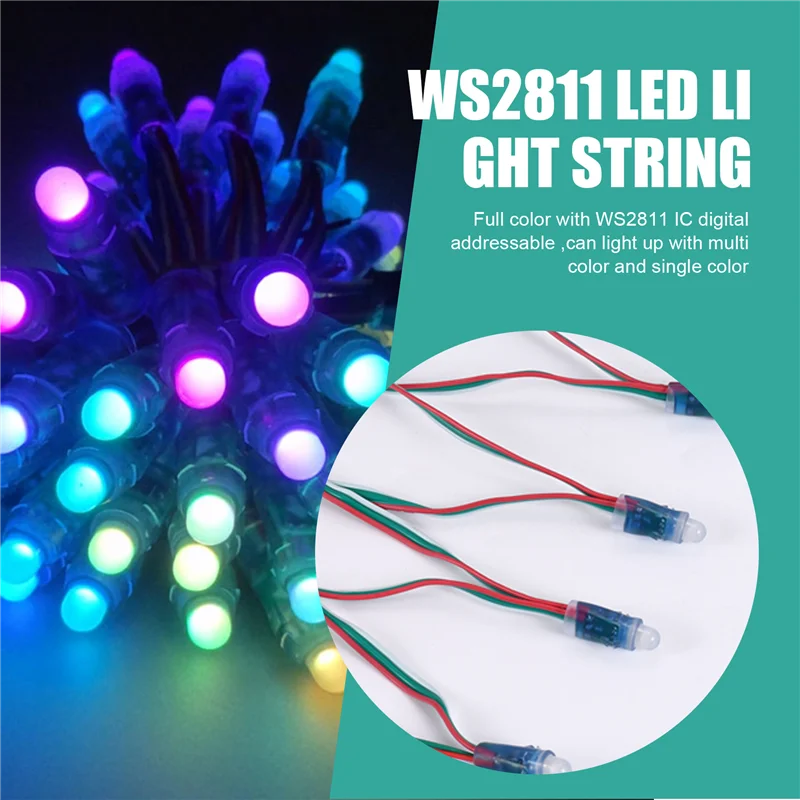 LICE-50Pcs ws2811 led pixel light string publicidade derramando à prova dwaterproof água cor cheia luz perfurada 12mm dc 5v