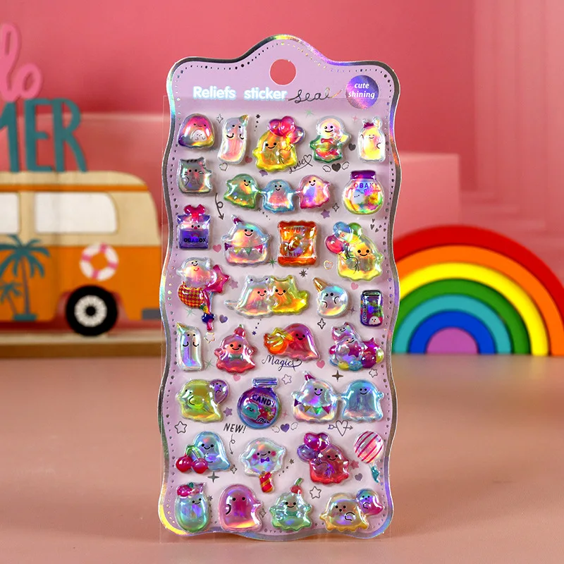 30 pièces dessin animé chaud Capybara Kuromi mélodie 3d Relief arc-en-ciel autocollant autocollant elfe ciel groupe dessin animé lapin autocollant