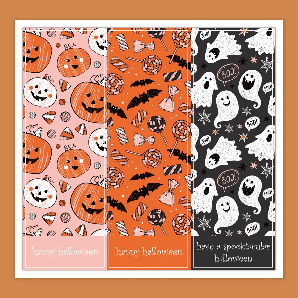 30-60pcs 9*3CM Happy Halloween Stickers Pumpkin Witch Skull Sealing Labels Scrapbooking for Holiday Gift Packaging Decor Sticker