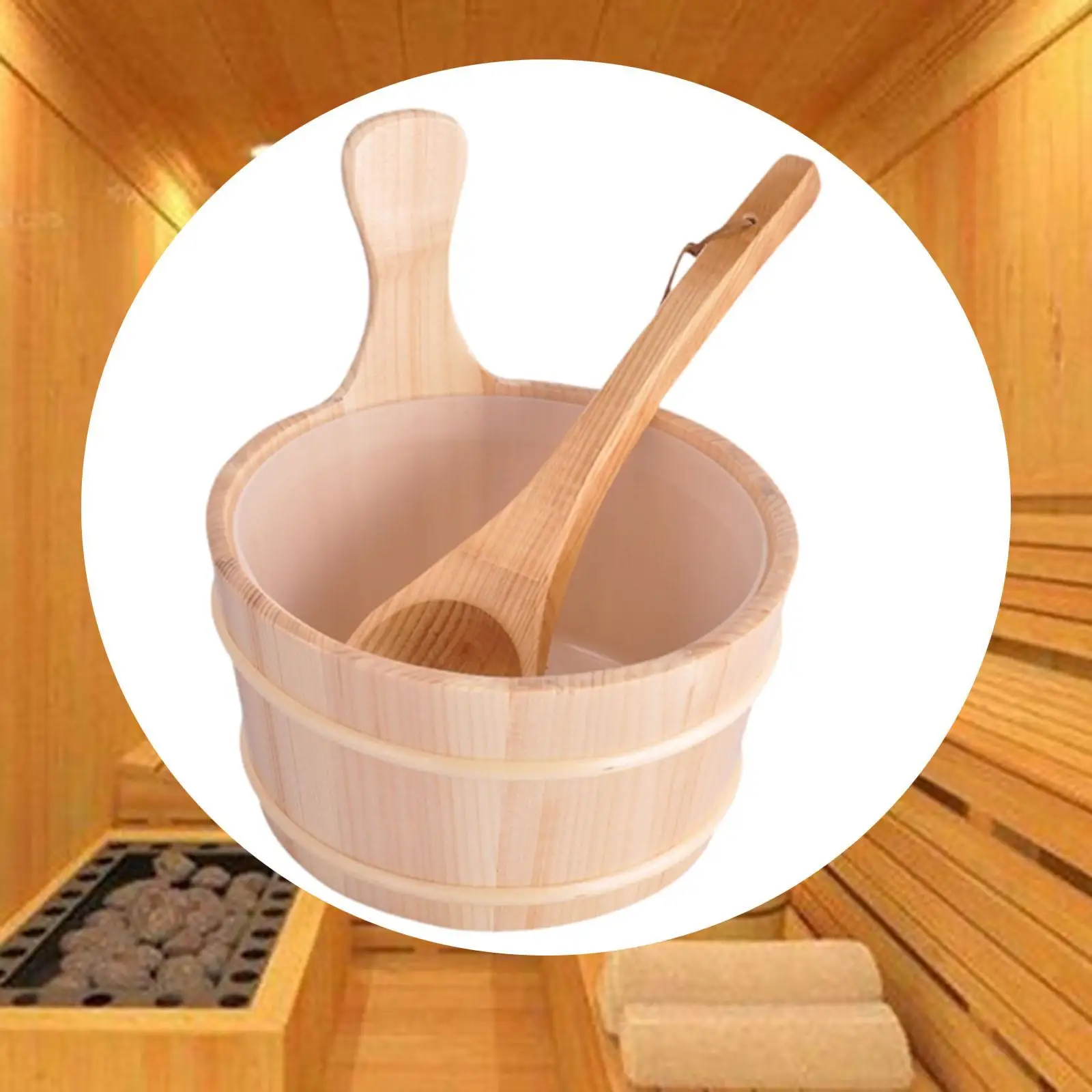 Cubo y cucharón para Sauna, cubo de agua de 4L, equipo de Sauna, contenedor de almacenamiento de madera para sala de Sauna, hoteles, casas, centros de SPA para el hogar