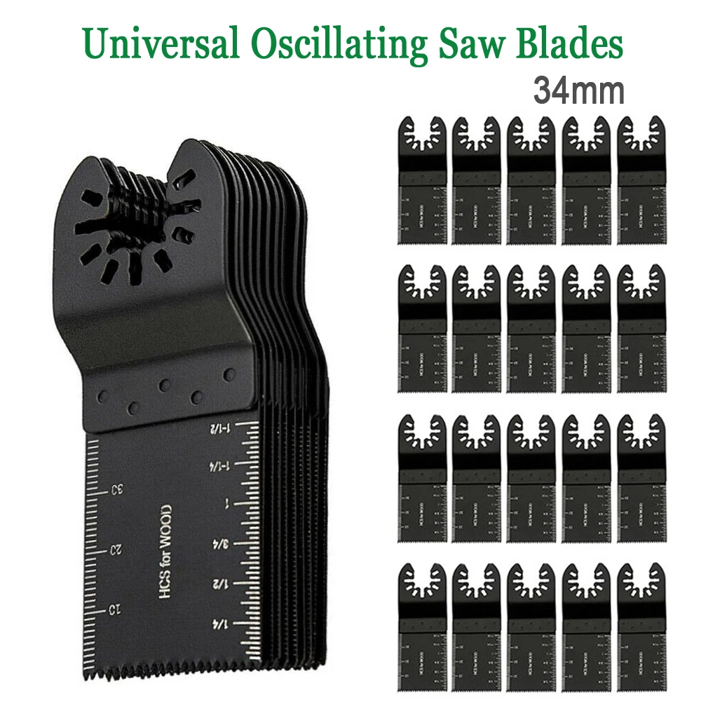 34mm Universal Saw Blade Set Oscillating Multi Tool Straight Scale Multitools Cutting Wood Saw Blades For Fein Multimaster Power