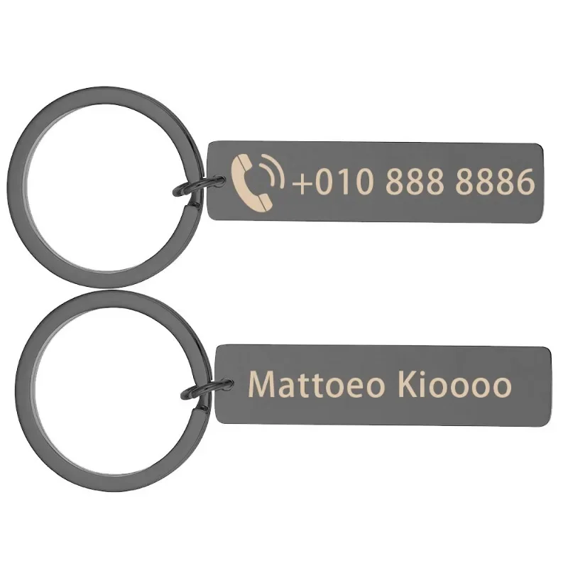 Engraved Customized Key Chains for Car  Plate Number Personalized Gift Key Chain Ring Men Women Minimalist Stainless Steel