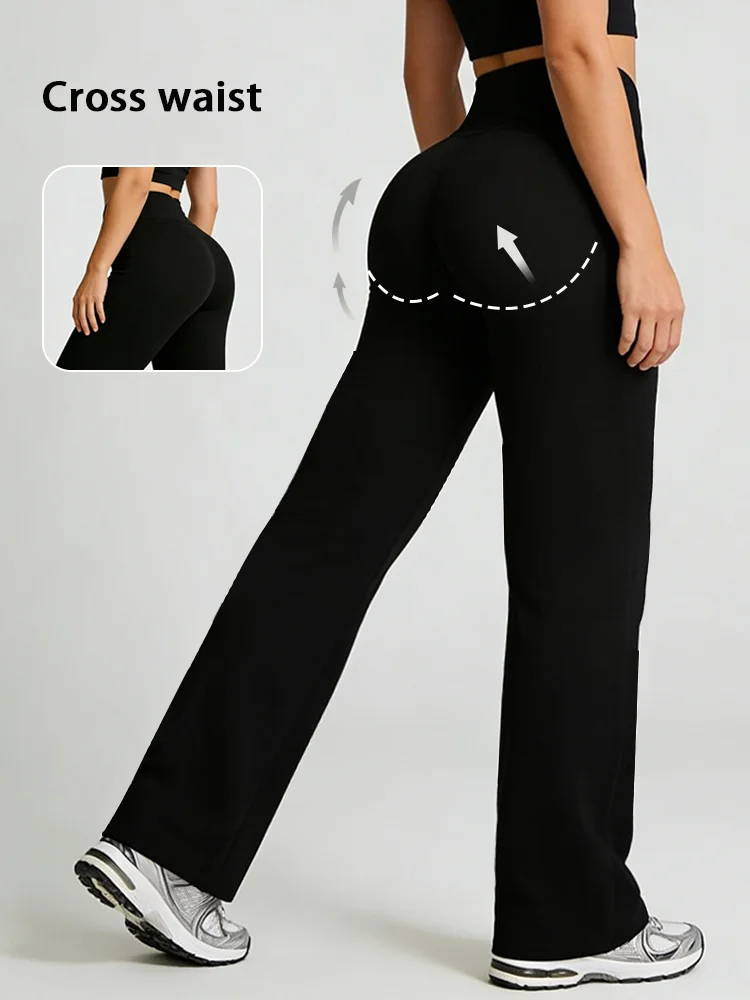 High-waisted Straight-leg Yoga Pants for Women, Loose Wide-leg Style, Suitable for Sports, Commuting and Daily Wear, Gym Workout