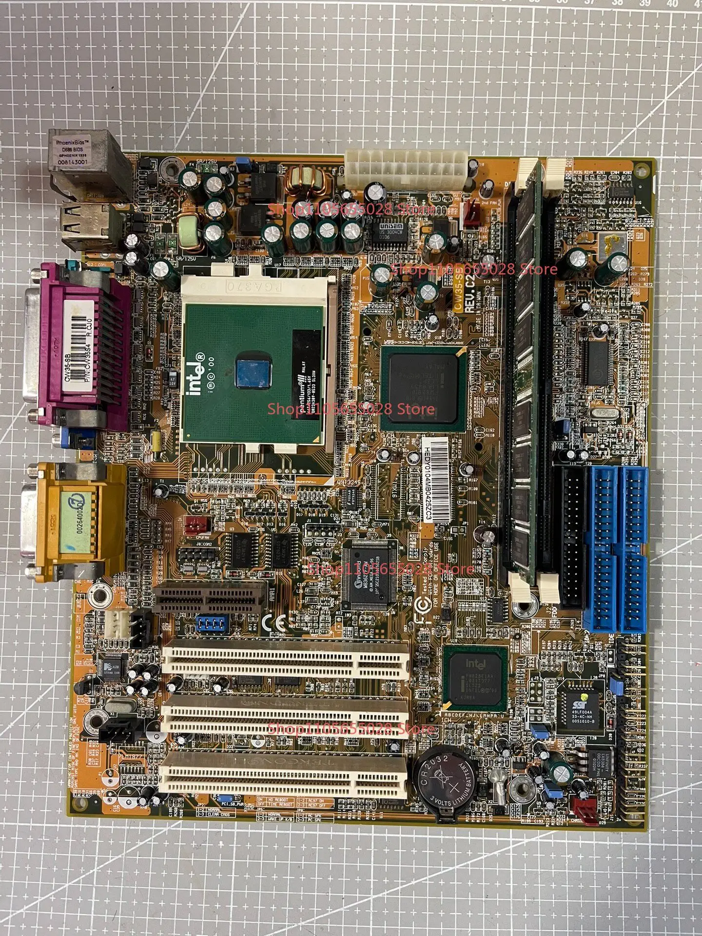 For Diamond CW35-SB Antique Computer Main Board 810 Main Board Support Intel Socket370 Pins, Copper Processor