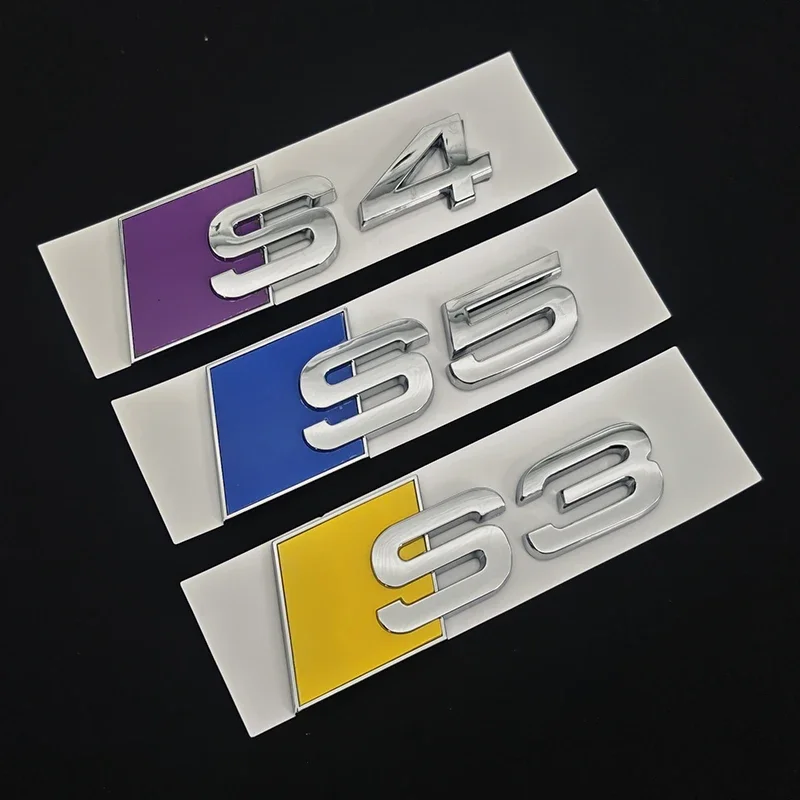 

2025 3D ABS Blue Yellow Chrome Car Rear Trunk Emblem Badge Decal For Audi S3 8V 8Y 8P S4 B5 B8 B9 S5 Logo Sticker Accrssories
