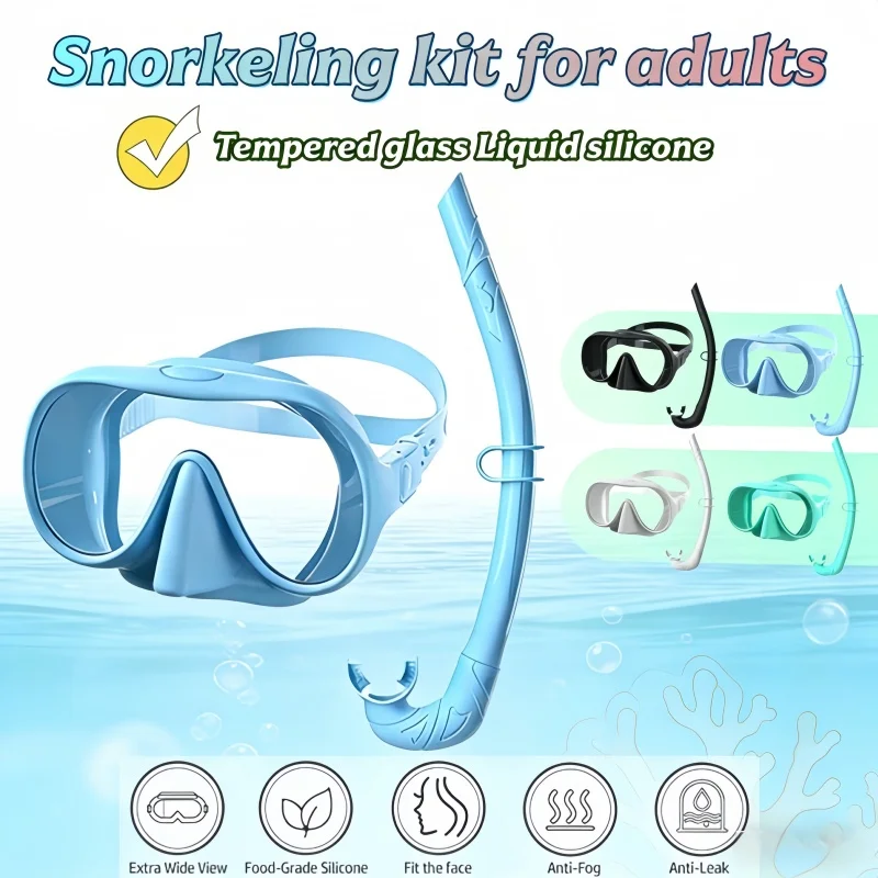 

Зеркало для дайвинга, противотуманное, 180° ° Маска для снорклинга, маска для глубоководного дайвинга с дыхательной трубкой