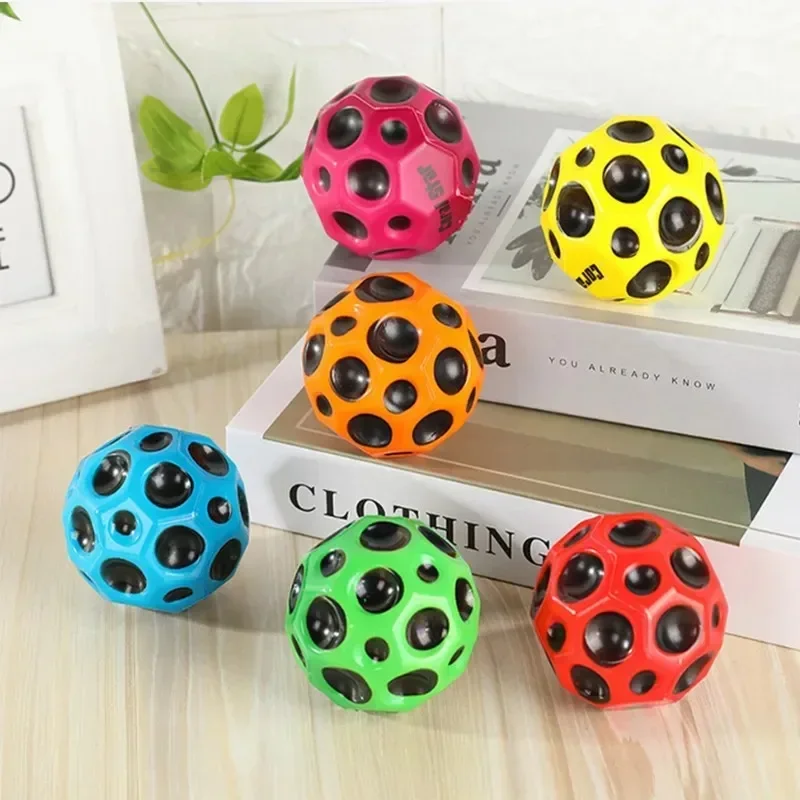 High Resilience Hole Ball Soft Bouncy Ball Anti-fall Moon Shape Porous Bouncy Ball Kids Indoor Outdoor Toy Ergonomic Design