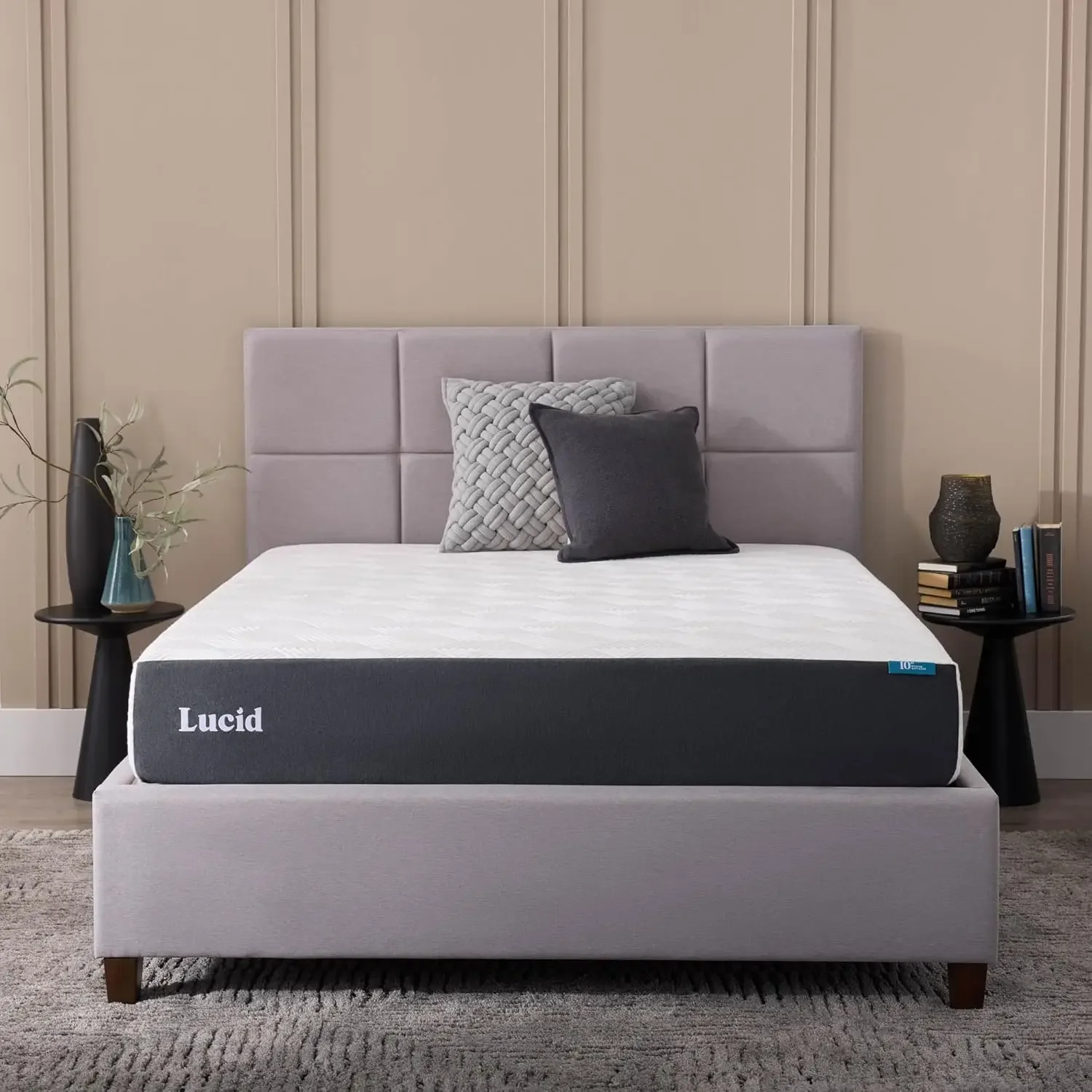 10 Inch Memory Foam Mattress  Medium Feel  Infused with Bamboo Charcoal and Gel  Bed in a Box Temperature Regulating