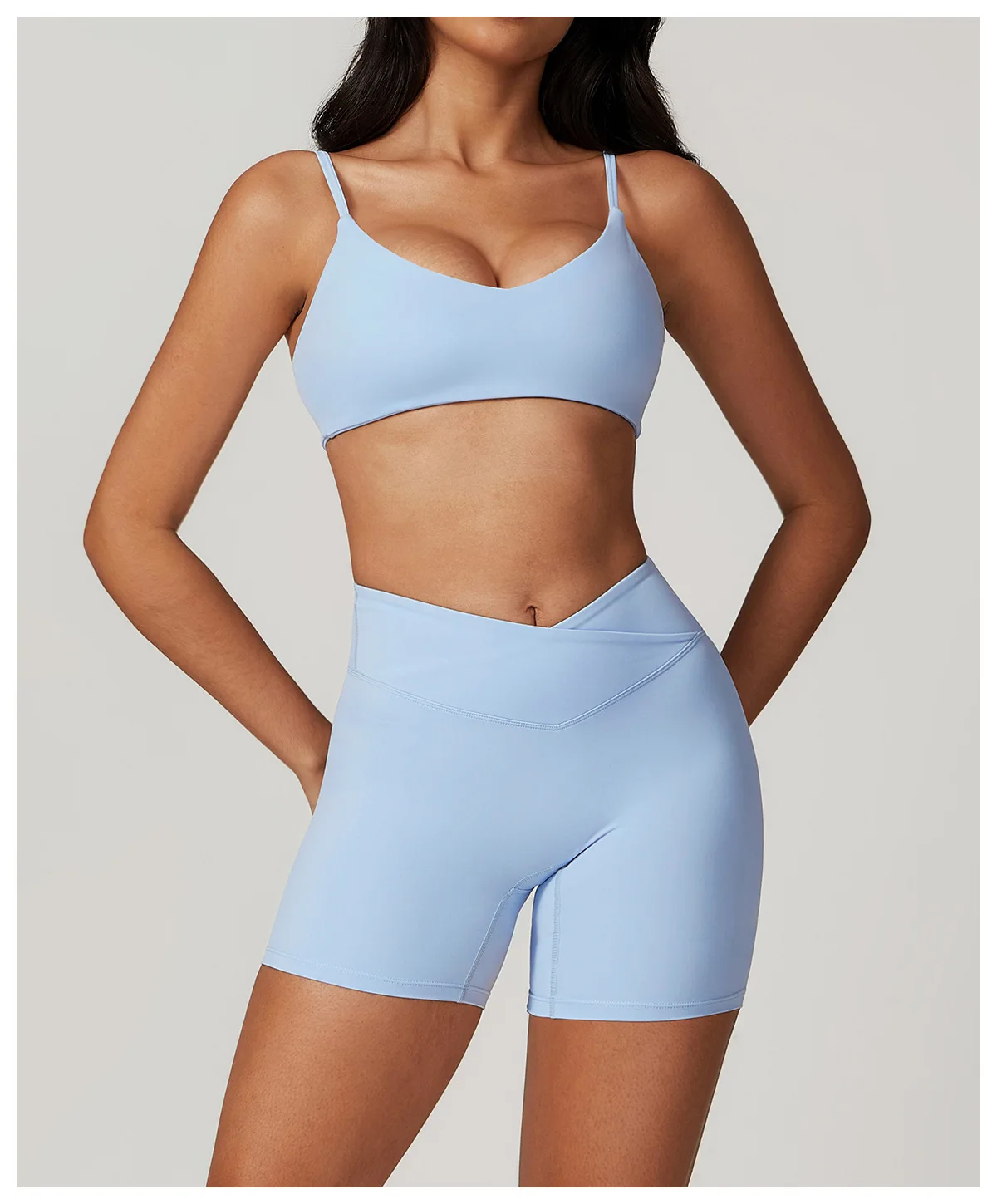 Sommer Neu Damen V-Ausschnitt Sport-BH Push-Up Bandeau-BH Fitness Rückenfreies Crop-Top Damen Workout Yoga Unterwäsche – Detail 2