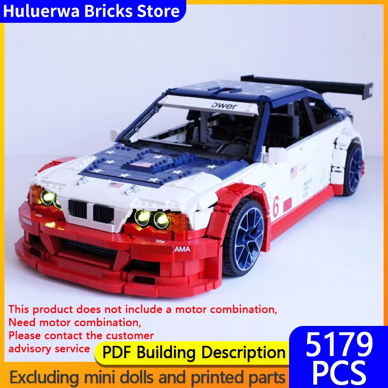 

Модель скоростного гоночного автомобиля MOC Building Bricks M3 E46 GTR ALMS WEC IMSA Le Mans Модульная технология Подарки Сборка Детские игрушки Костюм