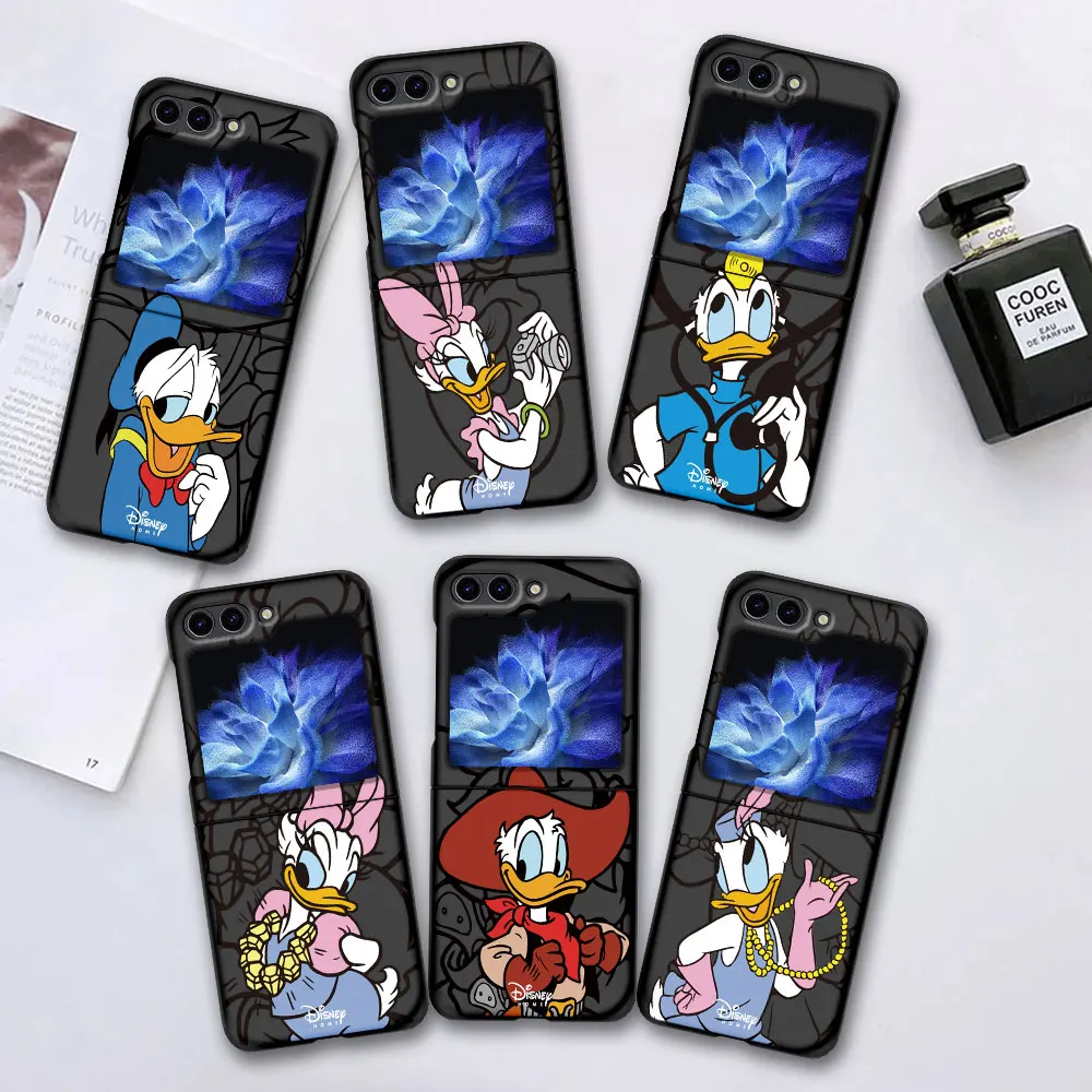 Mobile Phone Case for Samsung Galaxy Z Flip5 Black Cases Cover Z Flip 5 Hard PC Coque Zflip5 Funda Disney Donald Duck Couple