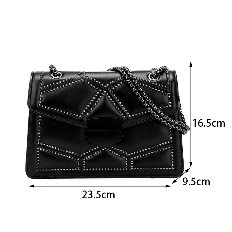 Yogodlns Vintage Niet kette kleine Umhängetaschen für Frauen Klappe Pu Leder Mode kleine quadratische Umhängetasche Designer Handtasche