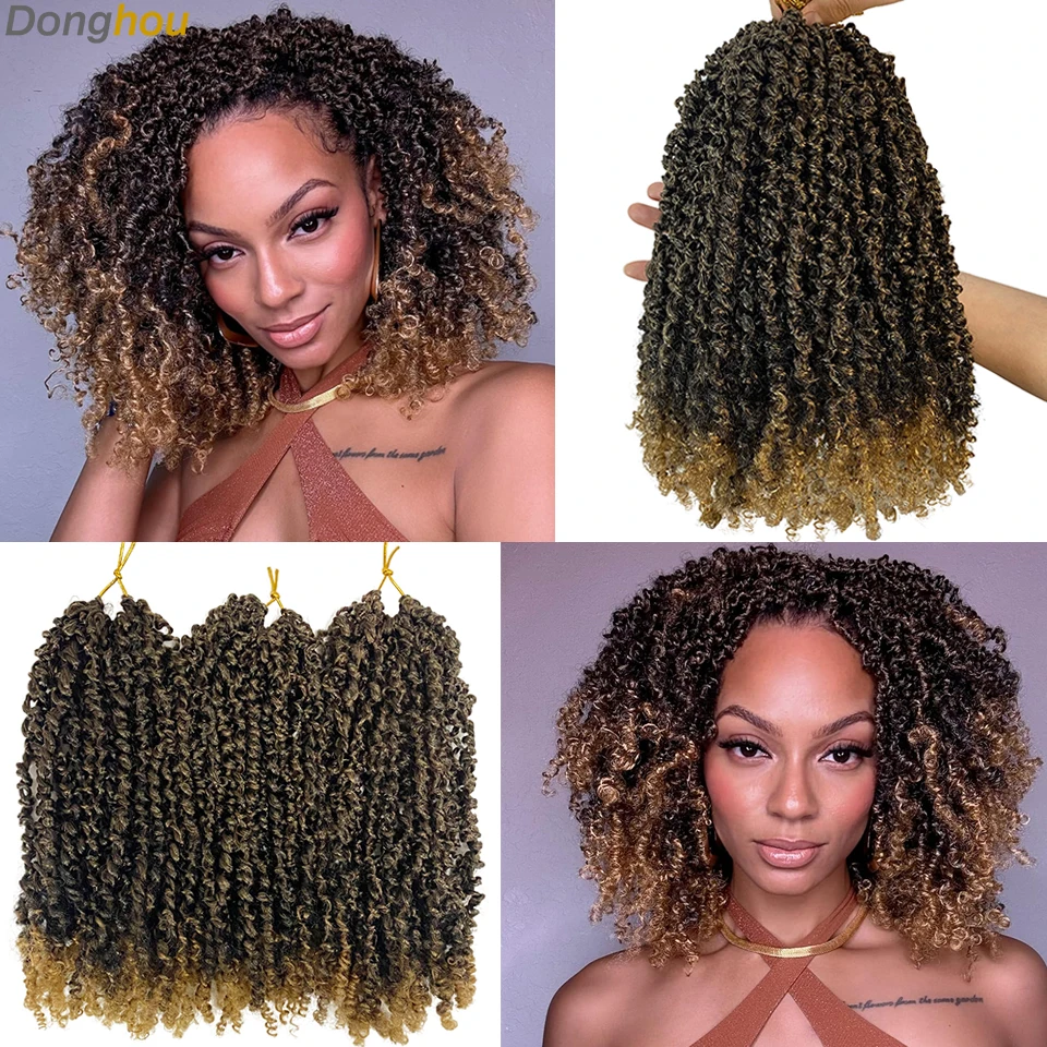 

8 "12" Yanky Twist Плетение волос Passion Twist Косички Маленькие вьющиеся завитки Вязание крючком Волосы Мини Majesty Twist Вязание крючком Синтетические волосы