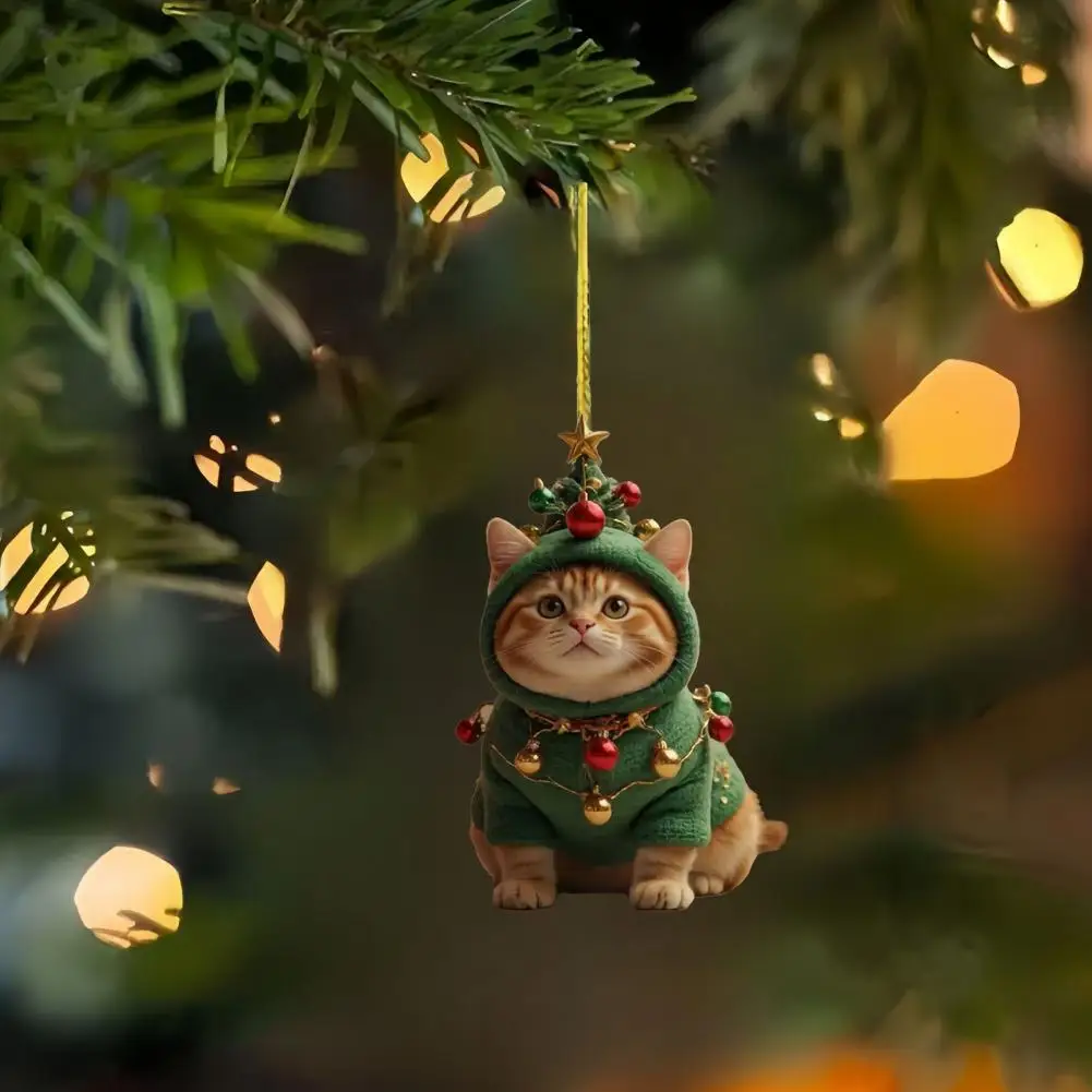 Christmas Cat Decoration Bright Colored Cat Decoration Adorable Acrylic Cat Christmas Ornaments for Holiday Home Decor Cute