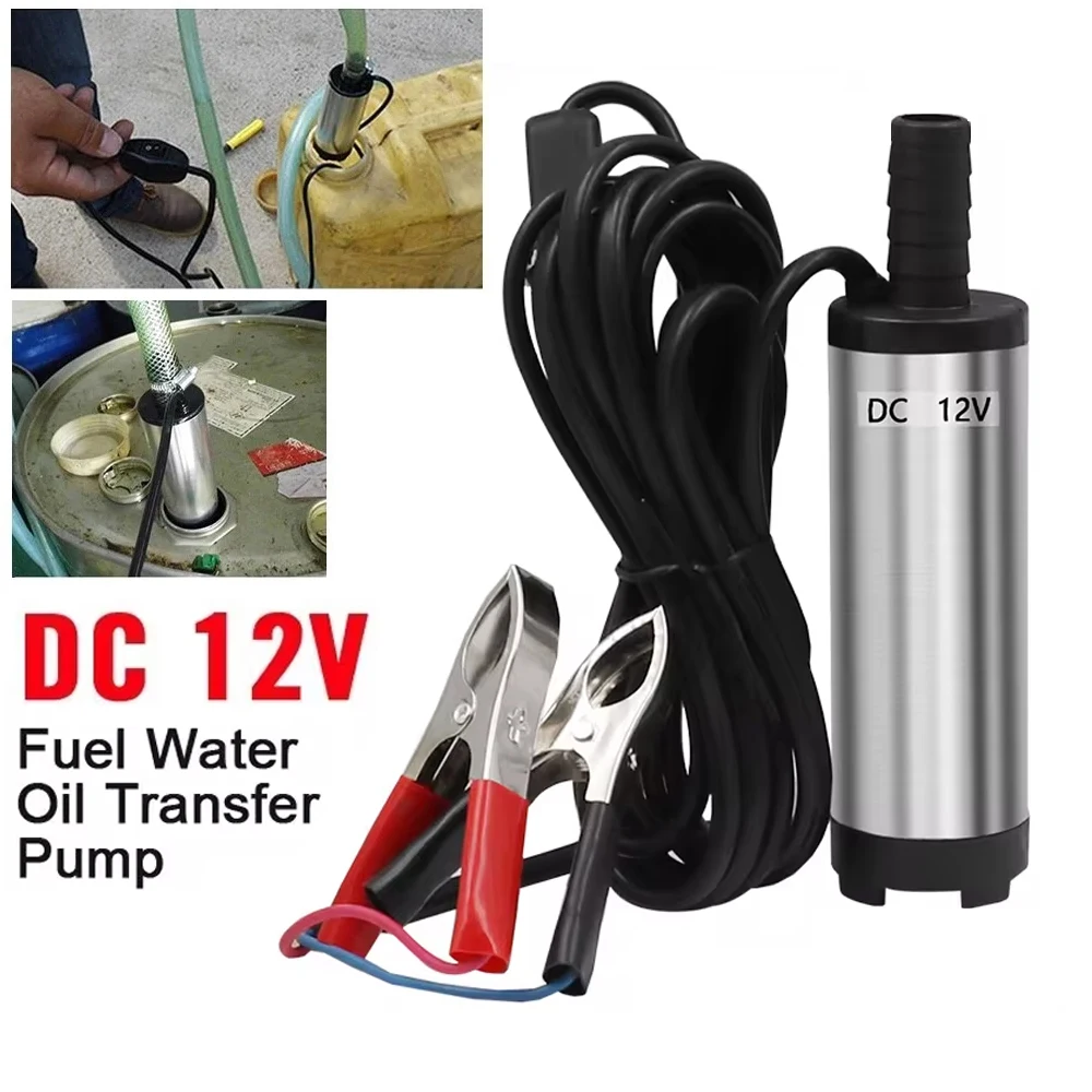 Electric Car Pump Portable DC12V Fuel Transfer Pump Water Oil Transfer Refueling Submersible Pump for Diesel Water Pump 30L/min