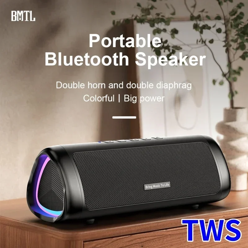 Portable Bluetooth Speaker Outdoor Waterproof Wireless Soundbox High Power Subwoofer Stereo 3D Surround Boombox RGB Colour Light