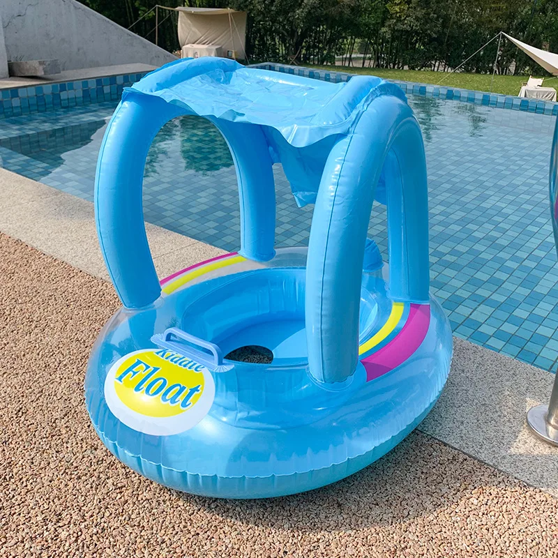 Baby Infant Swimming Circle Pool Float Swim Ring With Sunshade Floating Seat Summer Beach Pool Party Toys Air Mattress