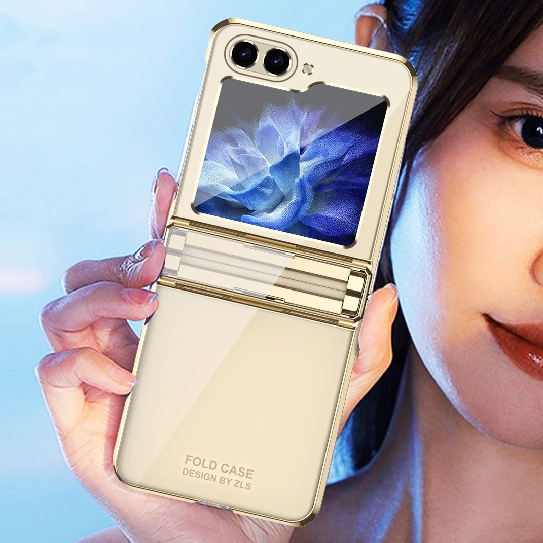 Deluxe Plating Phantom Fold Case for Samsung Z Flip 6 Galaxy Z Flip5 Flip4 Z Flip 3 Flip5 Shockproof Bumper 3in1 Hinged Cover