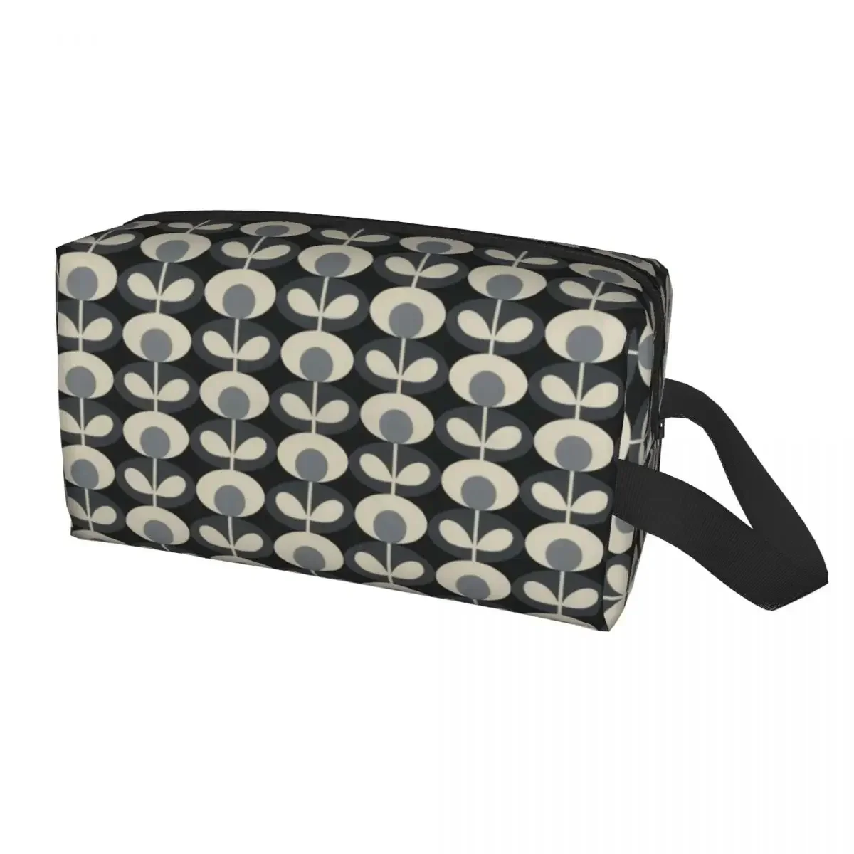 Custom Orla Kiely Prints Ovalflower Grey Travel Cosmetic Bag for Women Makeup Toiletry Organizer Lady Beauty Storage Dopp Kit