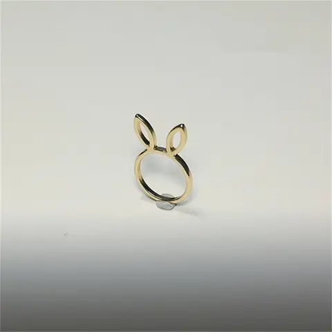 Cute Easter Bunny Rabbit Shaped Ring Stainless Steel Minimalist Baby Hare Cartoon Animal Cat Ears Head Finger Cuff for Women