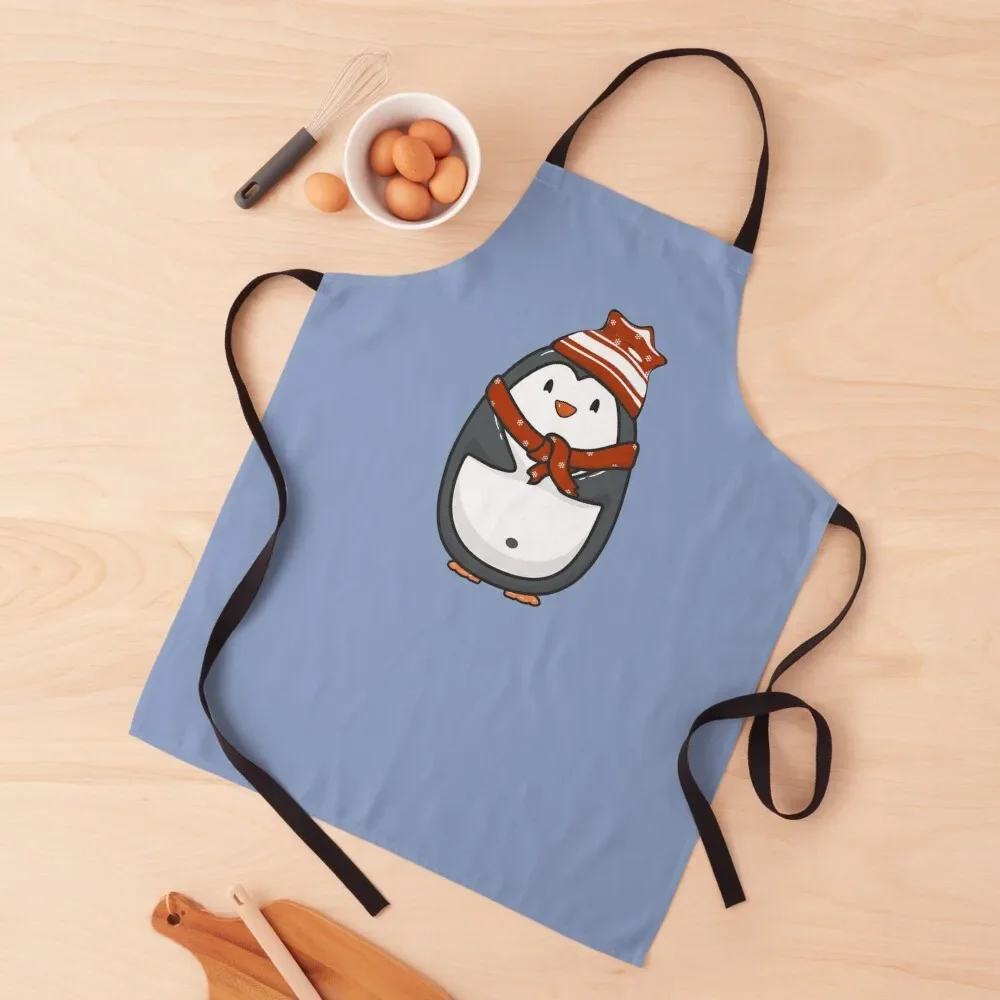 Penguin Baby In Red Hat Cute Christmas Gift Apron House Things For Home And Kitchen Kitchen on the wall Apron