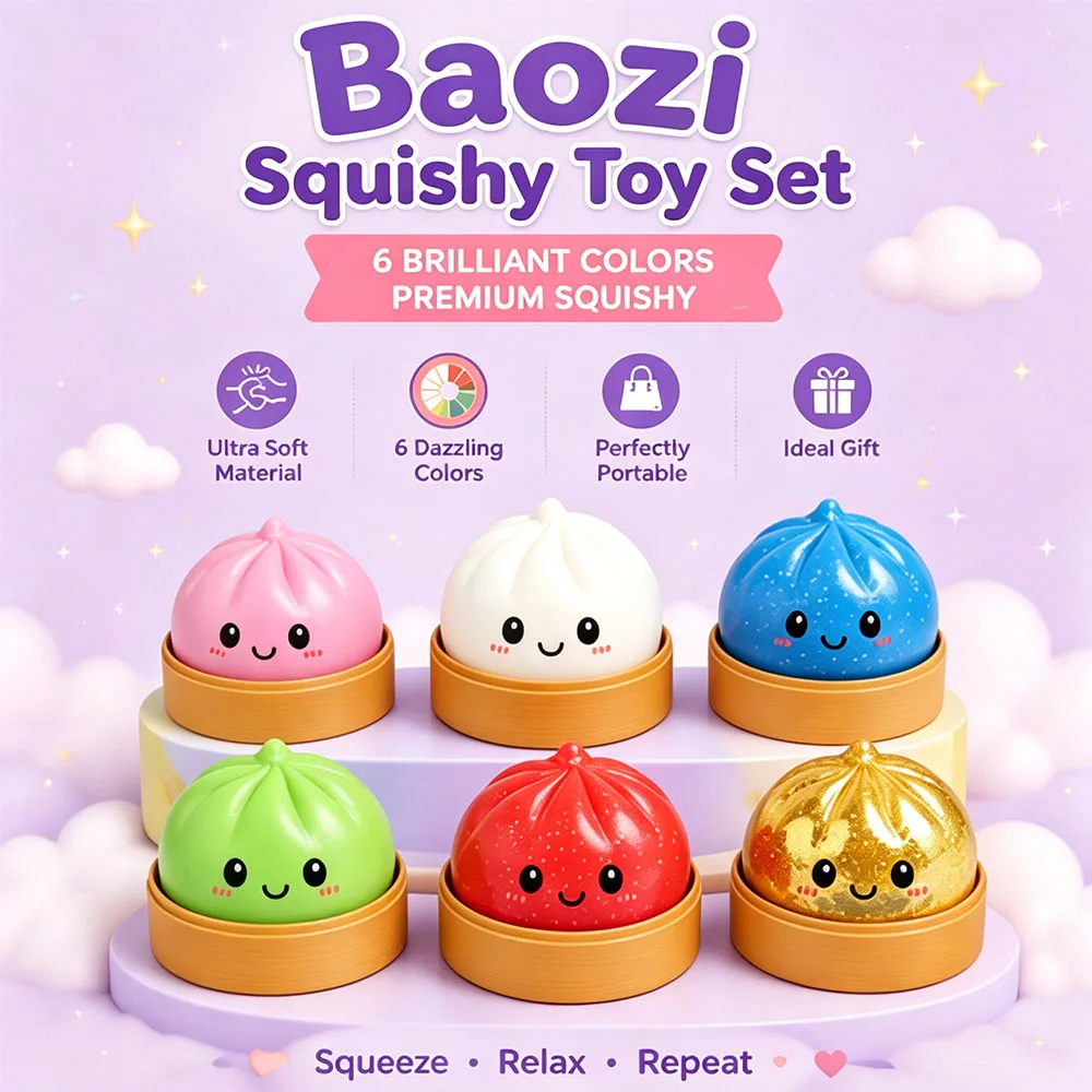 Set de Squishy Bao Bun Sorpresa Misteriosa con Purpurina, Suave y Antiestrés, para Regalo de Fiesta, Relleno de Bolsas de Regalo, Artículo Novedoso