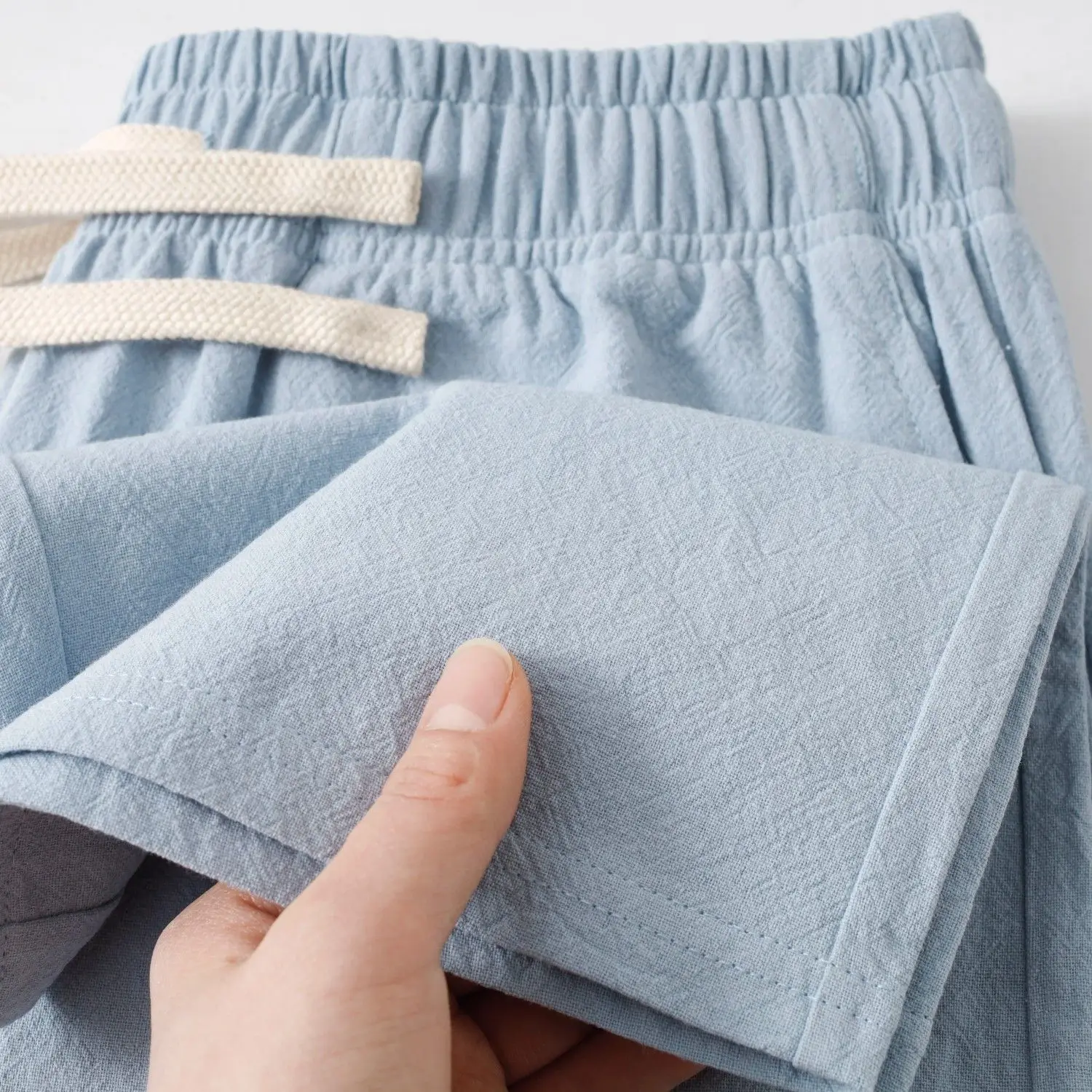 

Light Blue Thin Cotton-Like Linen Straight Casual Pants Comfortable Breathable Long Spring Summer Sle for Men And Women