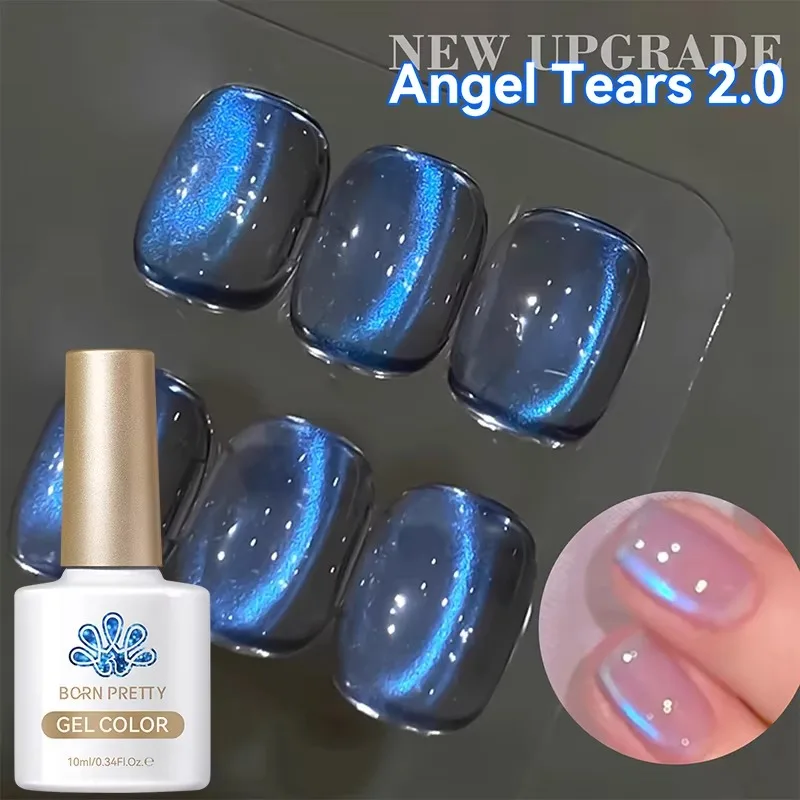 BORN PRETTY 10 мл Aurora Blue Tears Cat Магнитный гель-лак для ногтей Angel Tears 2.0 Блестящий стеклянный блеск Голографический замачиваемый
